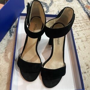 Jeffrey Campbell Lindsay Sandal Open Toe Black Suede Ankle Strap Block